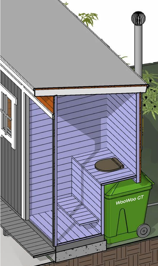 WooWoo GT composting toilet in cabin diagram