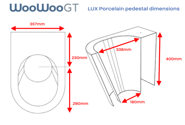 WooWoo GT LUX pedestal dimensions