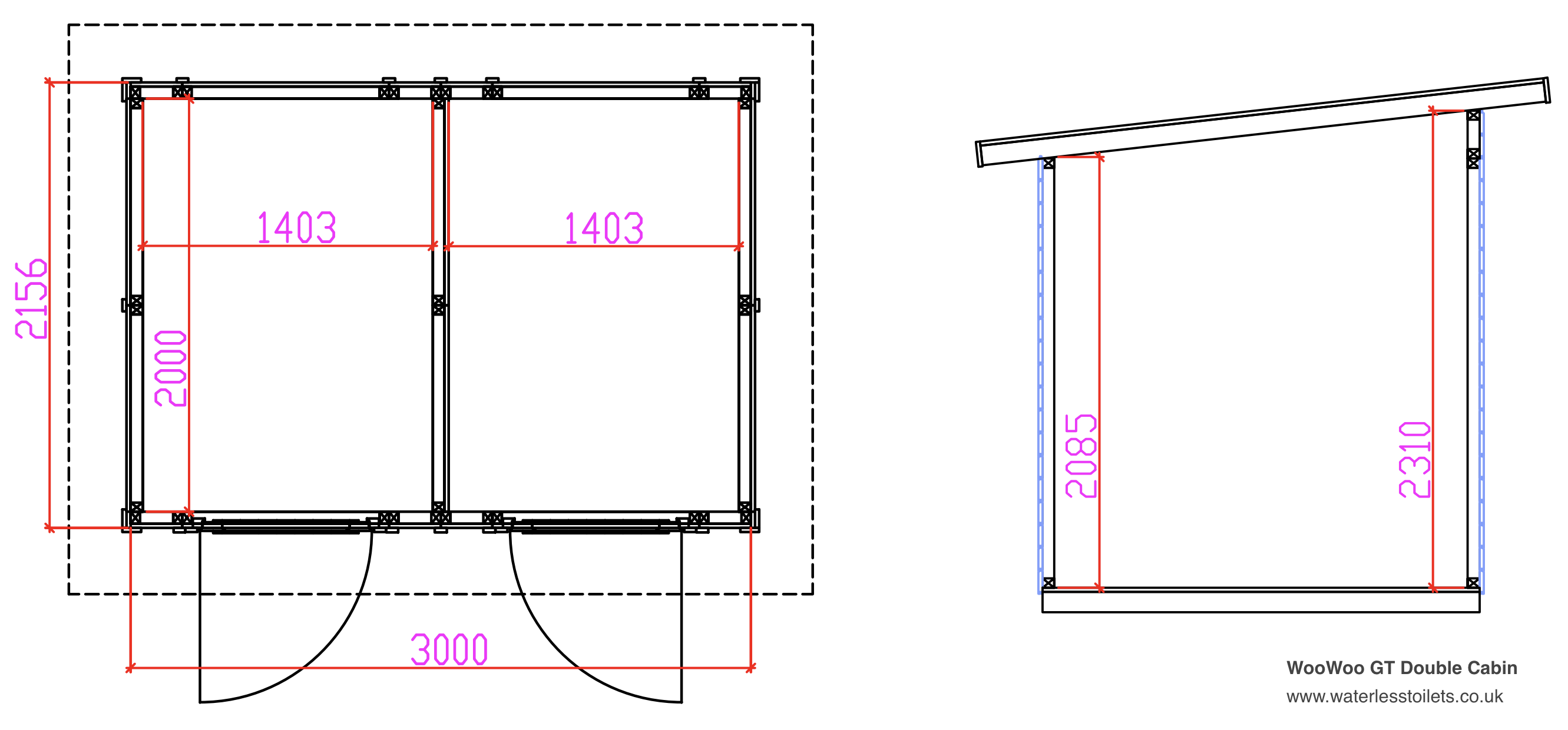 WooWoo GT Double Cabin dimensions