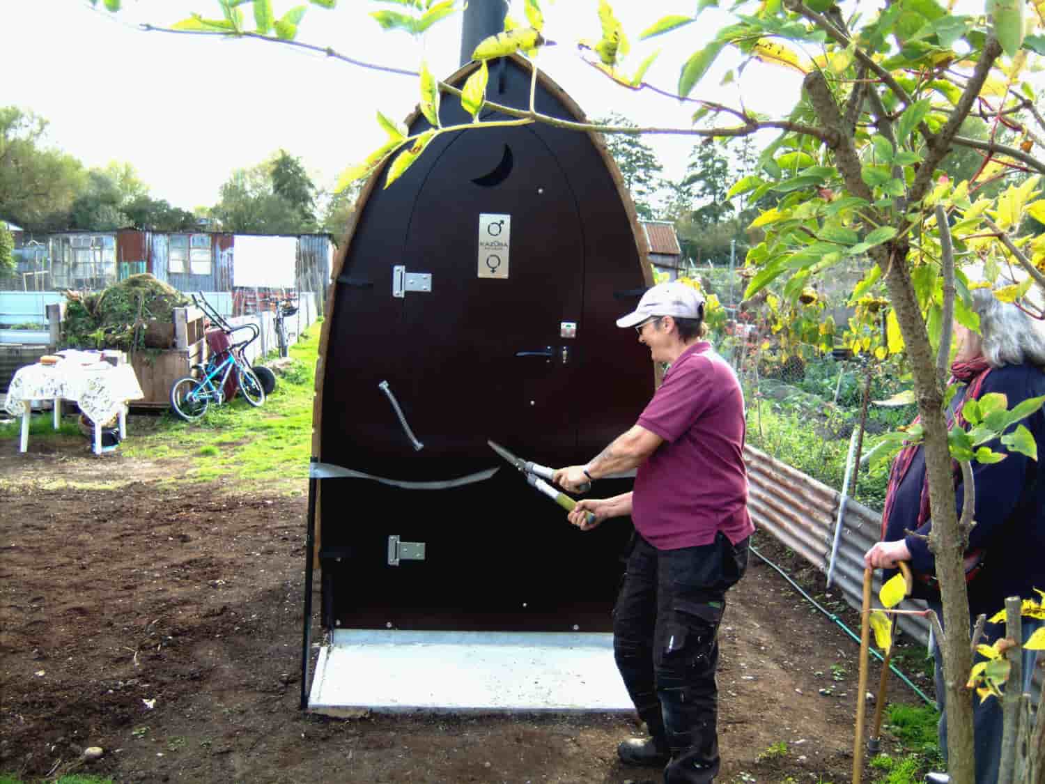 Kazuba KL1 waterless toilet - grand opening ceremony at Beccles Allotments