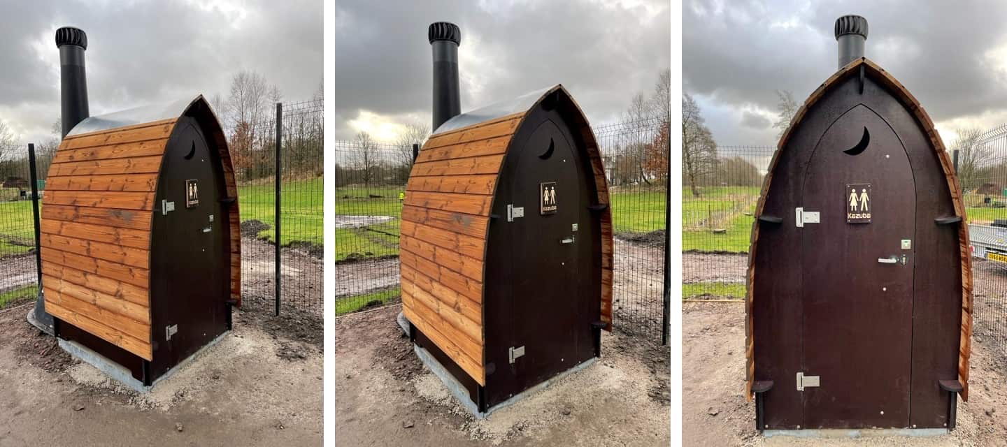 Kazuba KL1 waterless compost toilet installed at Northern Roots in Oldham