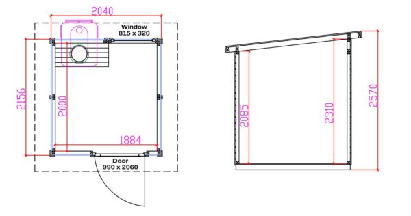 WooWoo GT Accessible Cabin dimension drawings