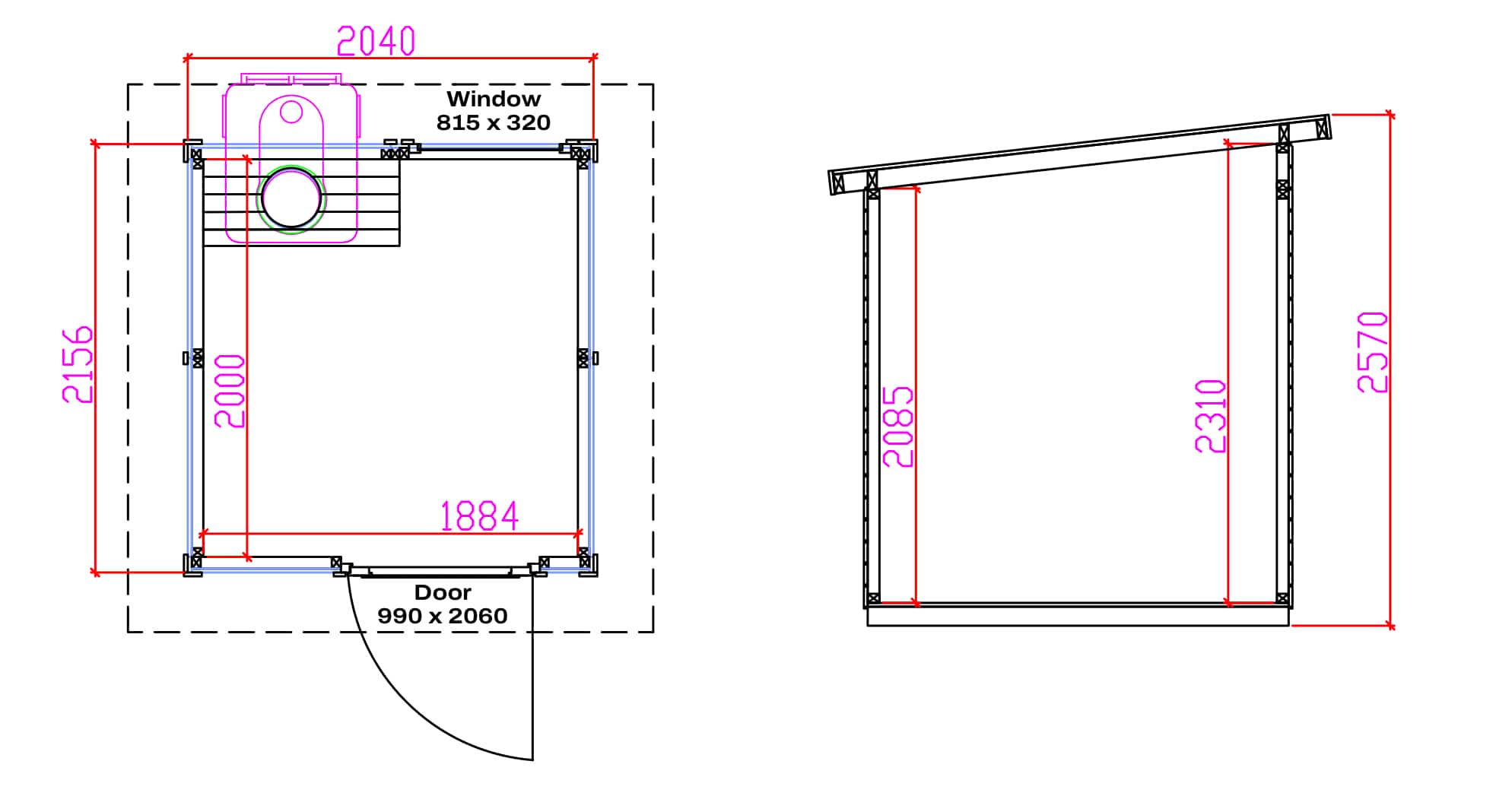 WooWoo GT Accessible Cabin dimension drawings