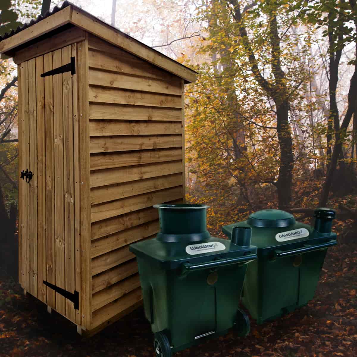 WooWoo GT Compact Cabin 120 in a woodland setting
