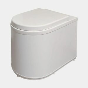 Ekohytte freezing toilet in white, with lid closed