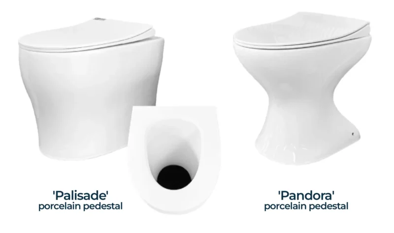Eco-Flo 'drop through' porcelain pedestal options