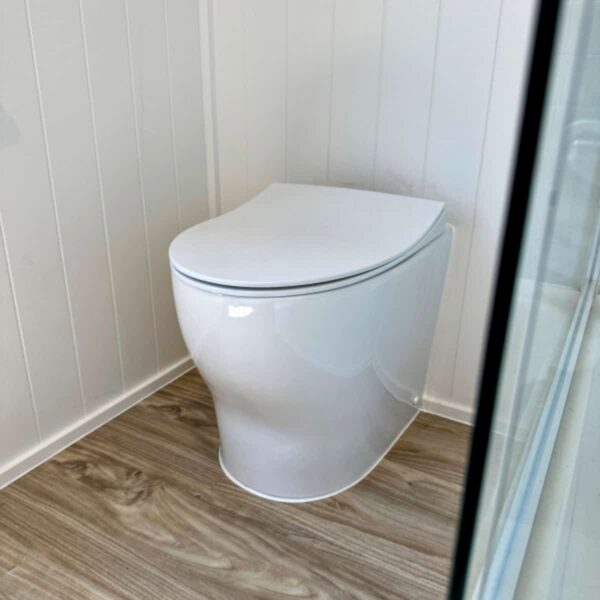 Palisade porcelain toilet for use with the Alectura batch composting toilet starter kit.