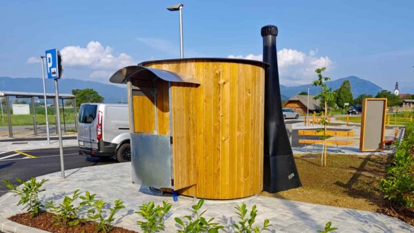 Kazuba KL2 Accessible dry toilet with Urinal Module installed. Completed installation photo.